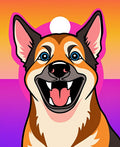 Groovy Orange Dog Vibrant Sunset Aura Rug