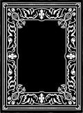 Black White Ornate Floral Border Rug