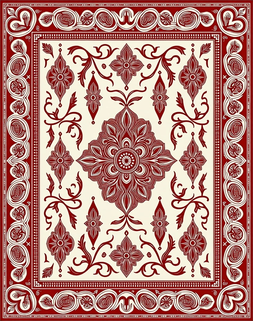 Crimson Classic Arabesque Floral Layout Rug