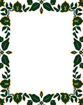 Emerald Green Floral Leaf Border Rug