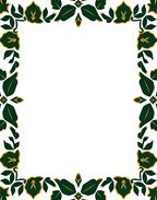 Emerald Green Floral Leaf Border Rug