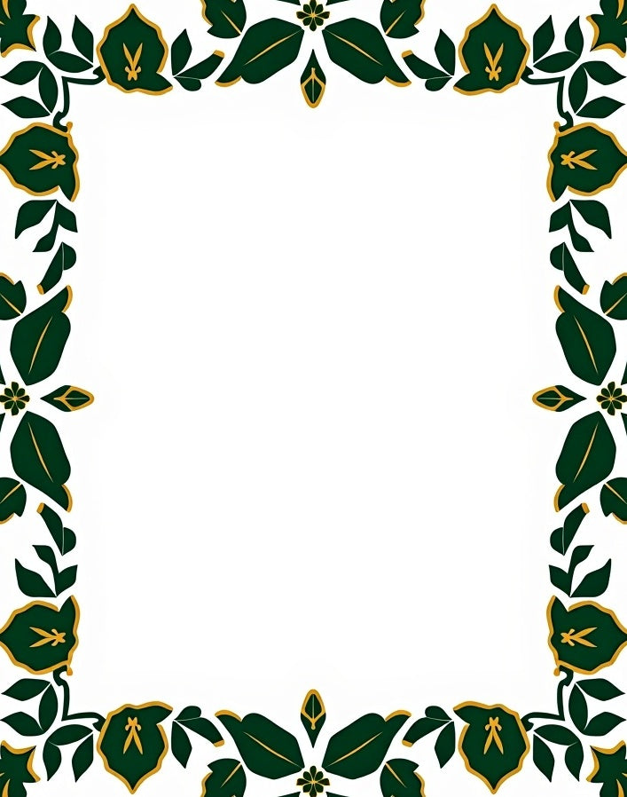 Emerald Green Floral Leaf Border Rug