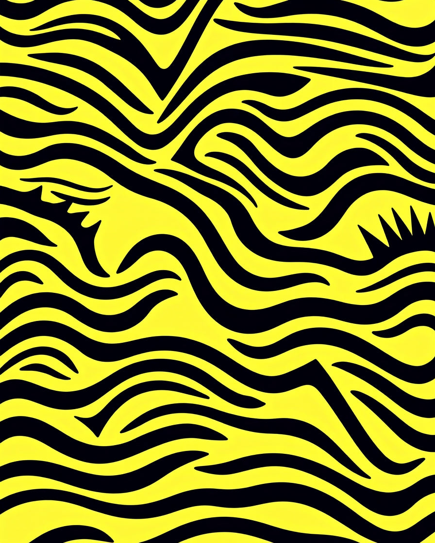 Bold Yellow Black Wavy Stripes Rug
