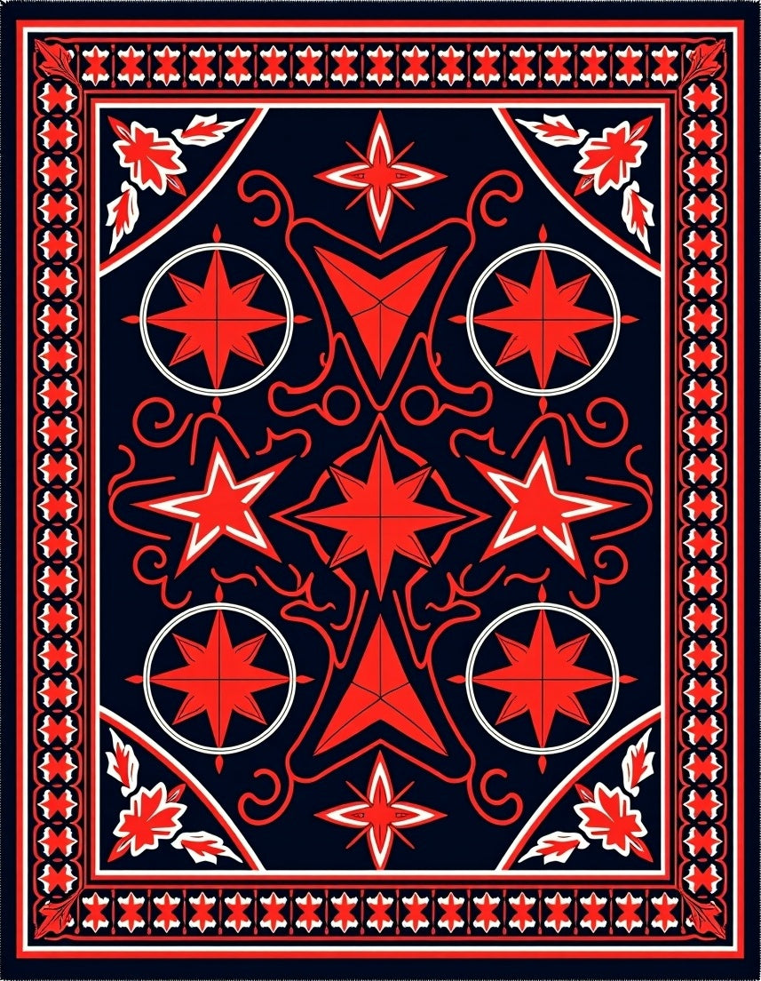 Bold Red Geometric Star Medallion Rug