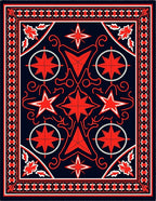 Bold Red Geometric Star Medallion Rug