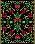 Vibrant Red Floral Swirl Foliage Rug