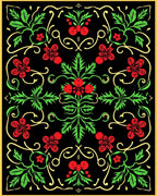 Vibrant Red Floral Swirl Foliage Rug