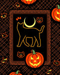 Black Orange Cat Moon Pumpkin Rug