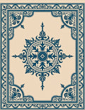 Ornate Navy Blue Floral Medallion Rug