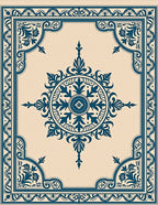 Ornate Navy Blue Floral Medallion Rug