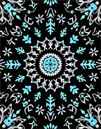Midnight Blue White Starburst Floral Rug