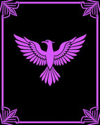 Vivid Plum Phoenix Winged Creature Frame Rug