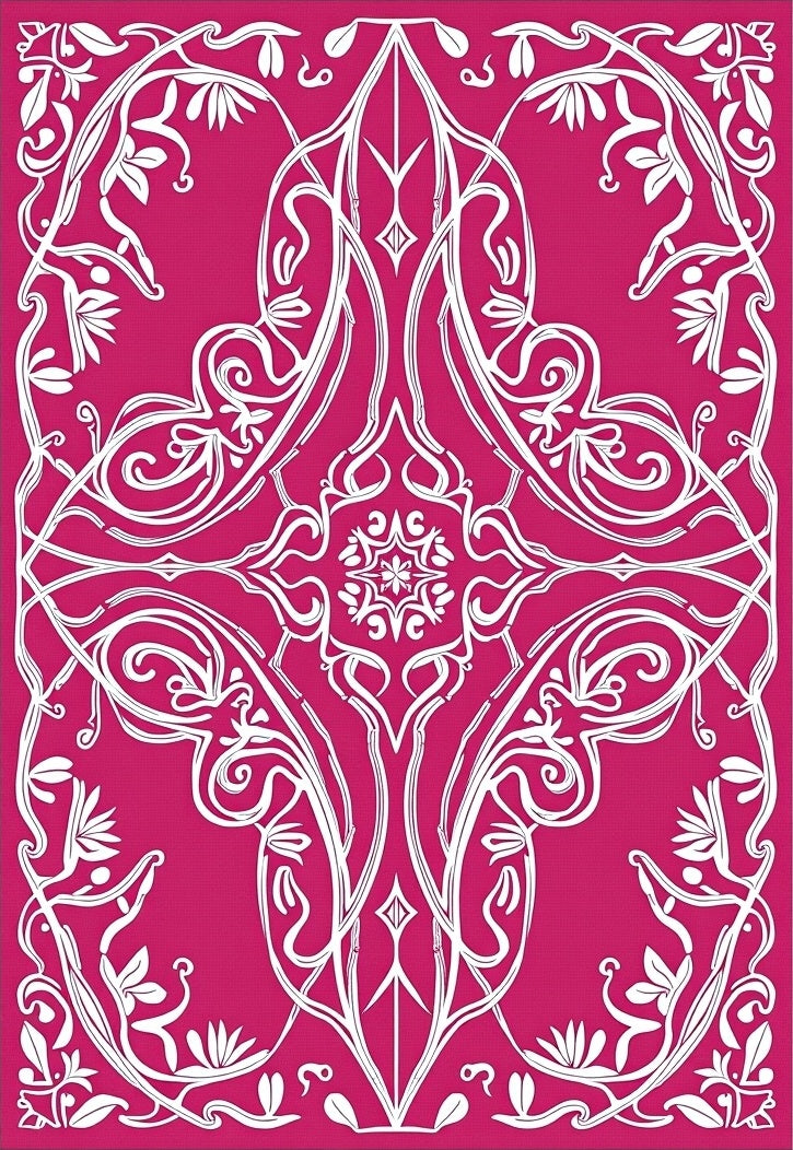 Bold Magenta White Floral Arabesque Rug