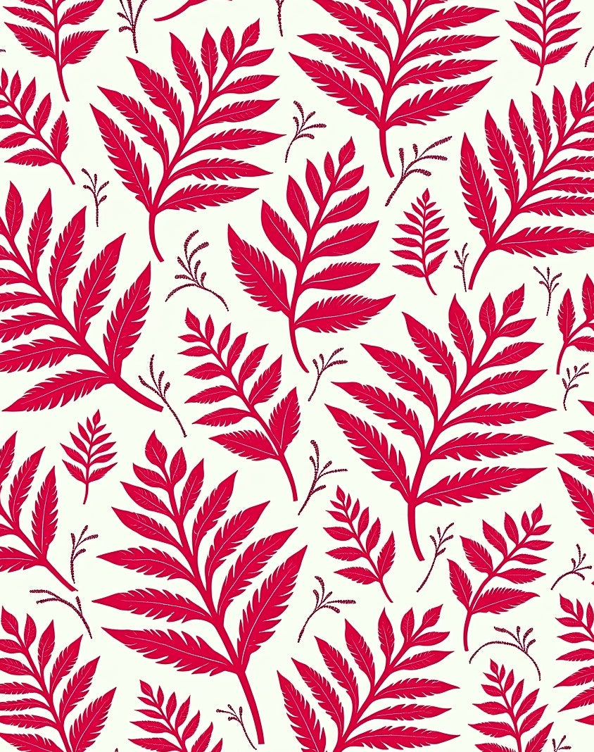 Scarlet Fern Leaf Collage Rug