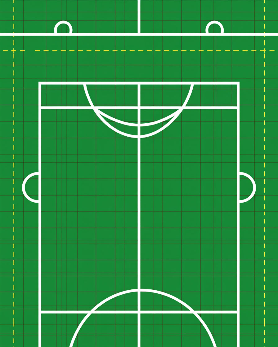 Green Court Geometric White Lines Rug