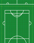 Green Court Geometric White Lines Rug