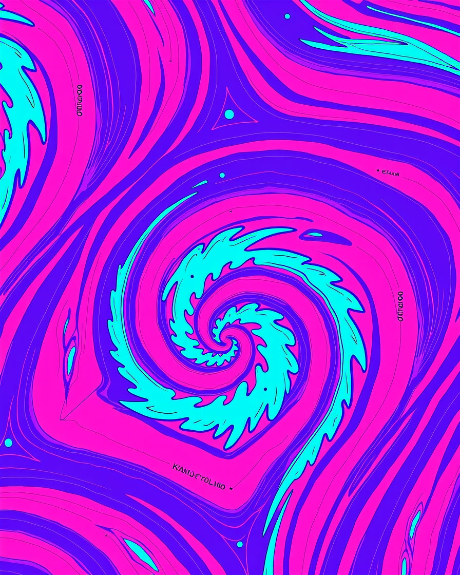 Vivid Pink Teal Swirl Spiral Rug