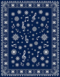 Midnight Blue Snowflake Music Notes Rug