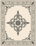 Ornate Ivory and Dark Gray Medallion Rug