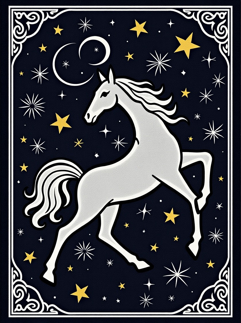 Celestial White Horse Starry Night Rug