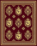 Regal Crests Bordered Crimson Gold Rug