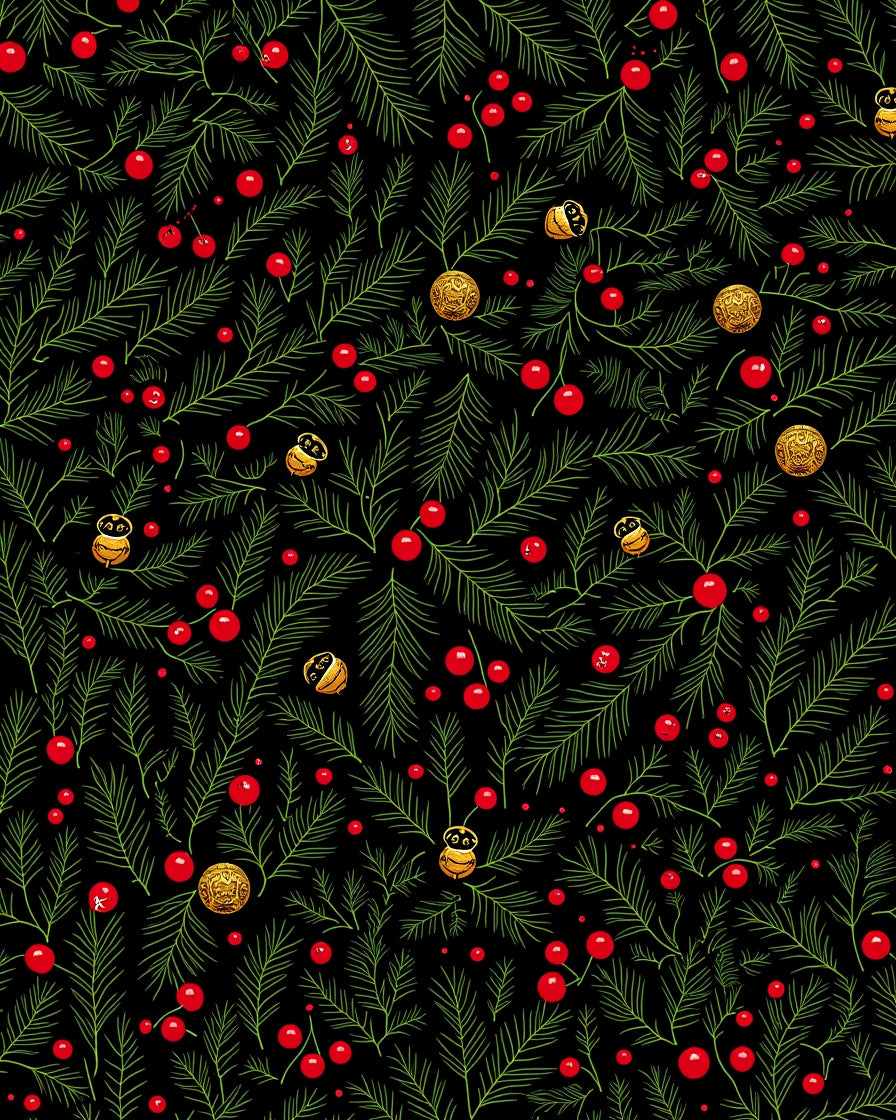 Black Pine Berry Jingle Bell Foliage Rug