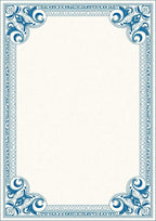 Classic Blue Floral Scroll Border Rug