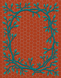 Orange Hexagon Teal Vine Rug