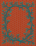 Orange Hexagon Teal Vine Rug