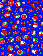 Vibrant Red Green Circles Scattered Rug