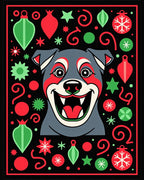 Joyful Dog With Christmas Ornaments Rug