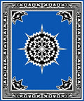 Bold Blue Radiant Starburst Border Rug