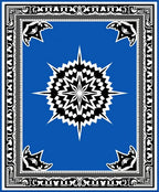 Bold Blue Radiant Starburst Border Rug