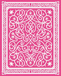 Hot Pink White Ornamental Swirl Rug