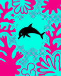 Black Dolphin Coral Reef Abstraction Rug