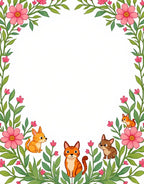Pink Floral Garden Cats and Puppies Rug