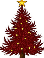 Crimson Fern Tree Gold Star Topper Rug