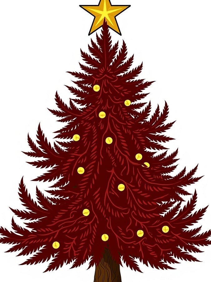 Crimson Fern Tree Gold Star Topper Rug