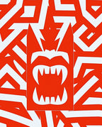 Fierce Red Fang Face Geometric Rug
