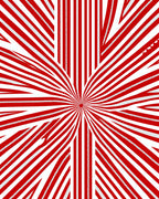 Radiating Red White Stripe Starburst Rug