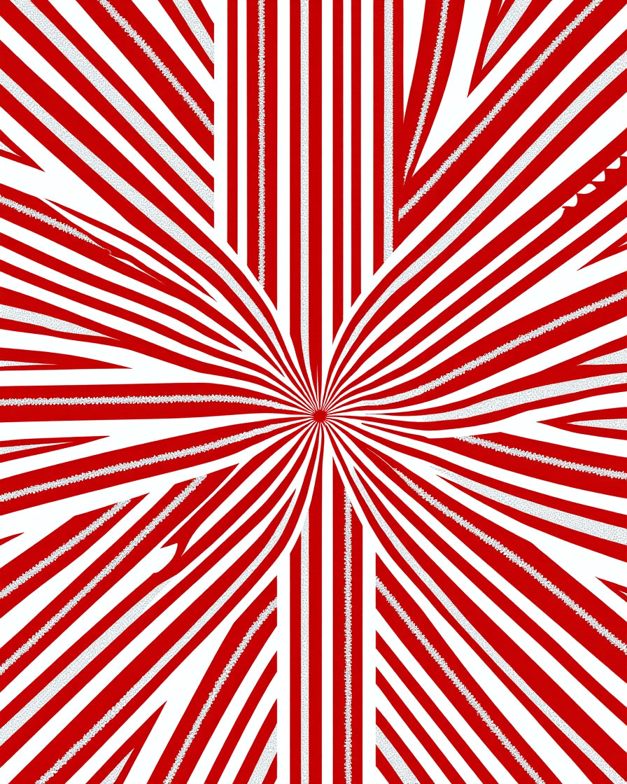 Radiating Red White Stripe Starburst Rug