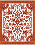 Rustic Orange Paisley Floral Border Rug