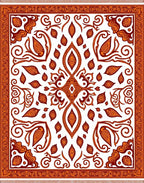 Rustic Orange Paisley Floral Border Rug