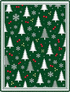 Festive Evergreen Woodland Snow Circle Rug