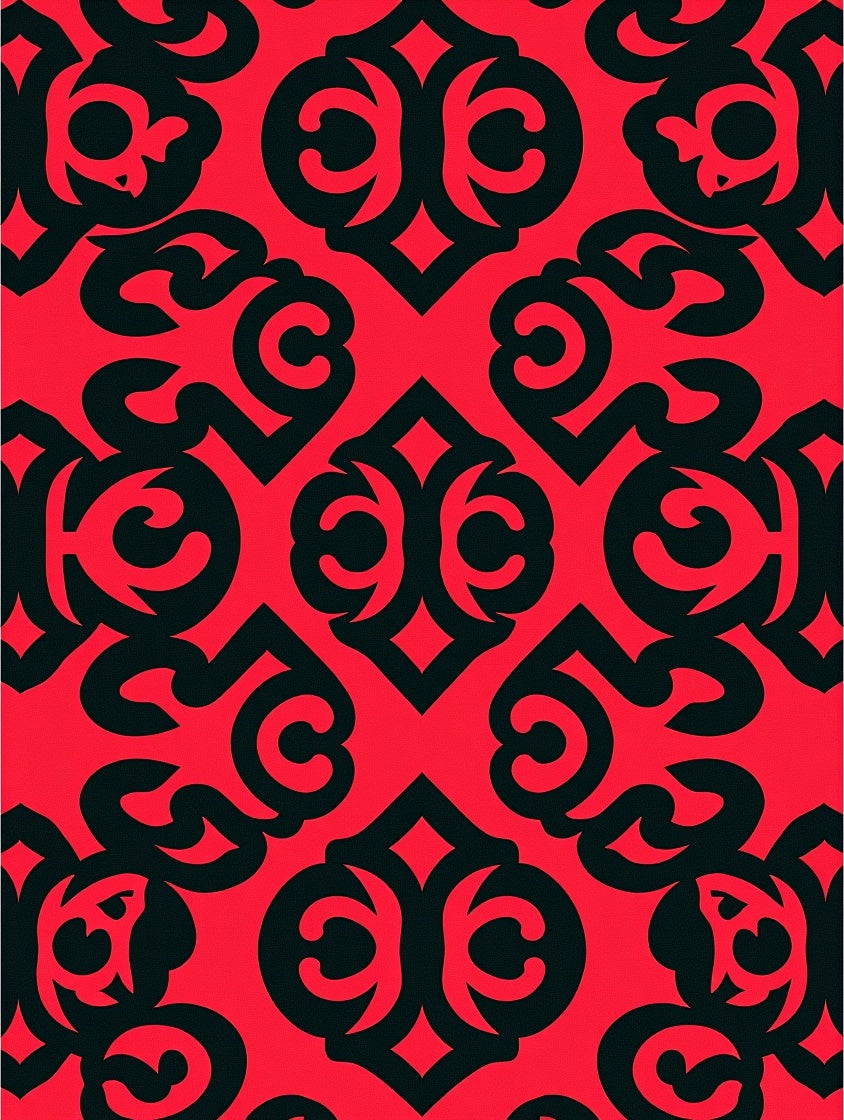Bold Crimson Gothic Swirl Rug