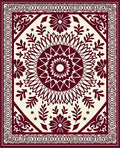 Deep Red Sunburst Geometric Botanical Rug