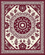 Deep Red Sunburst Geometric Botanical Rug