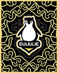 Whimsical Black Yellow Penguin Emblem Rug