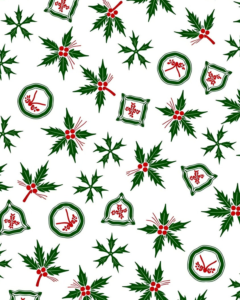Green Red Holly Festive Cluster Rug