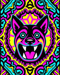Psychedelic Fierce Dog Portrait Rug